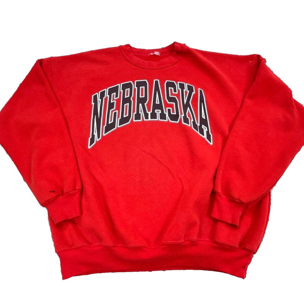 Vintage Nebraska Cornhuskers Sweatshirt Men Large Red Crewneck Sweater Y2K 90s *